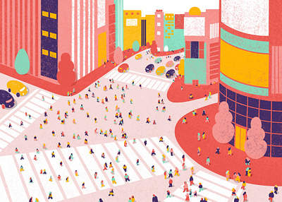 "Tokyo" Street Life crowd design illustration photoshop postcard postcard design street tokyo travel