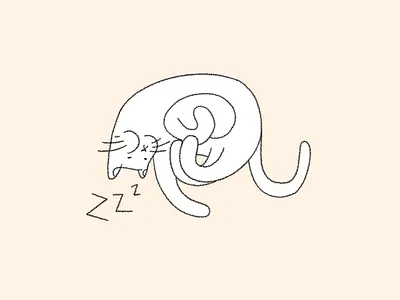 Luna's sleeping cat illustration pastel