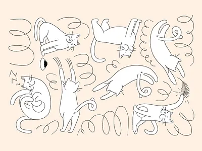 Shapes of Luna cat illustration nature pastel