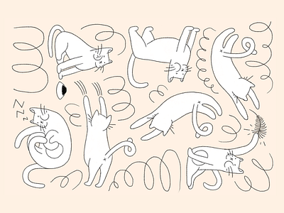 Shapes of Luna cat illustration nature pastel