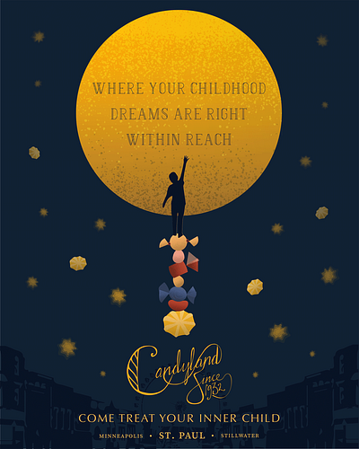 Reach for the Stars advertising childlike childrens illustration design dreams illustration nightsky typography