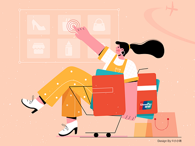 Global shopping character credit card illustration shopping