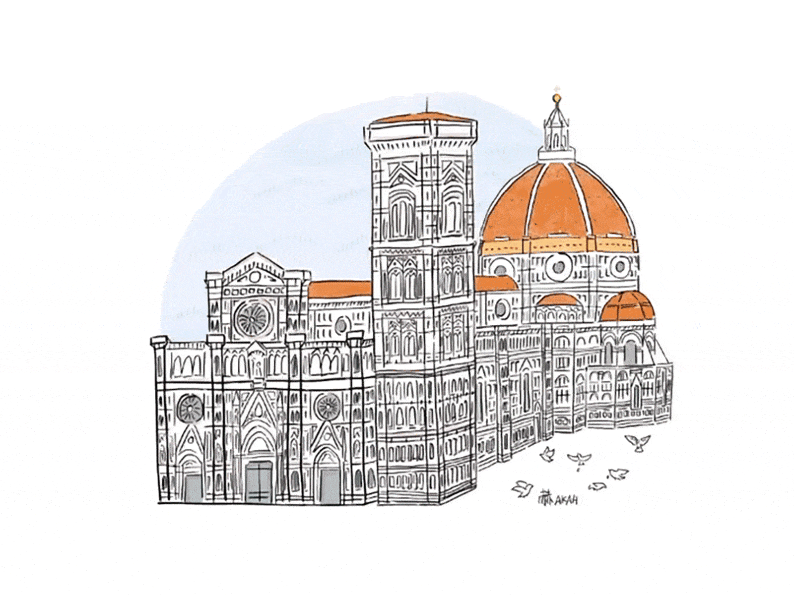 Basilica di Santa Maria del Fiore cathedral church florence illustration