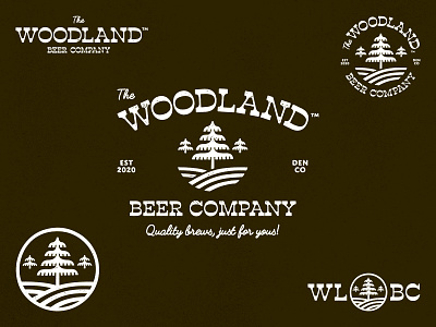 The Woodland Beer Company - Logo Variations beer branding colorado denver icon iconography logo trees typography vector