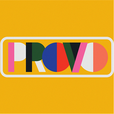 Provo 70s block letters branding color block colorful logo provo simple vintage