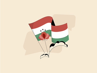 Learning Hungarian flags flowers folkart hungary illustration language vector