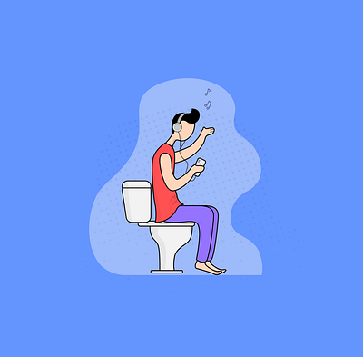 Music is everywhere 2020 adobe art bathroom branding character characters clipart design designer flat illustration fun headphone illustration illustrator music toilet vector
