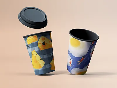 Cheese and Fried Egg cup design egg illustration