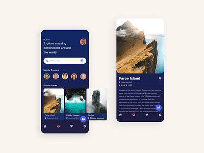 Find your dream destination app dark mobile app travel ui ux