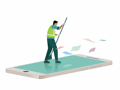 cleaning digital flatcolors illustraion minimalistic vector
