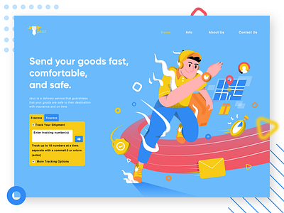 Zeuz Delivery Illustration Header cargo character character design courier deliver delivery delivery app delivery service design fast flat illustration fun header illustration landingpage run running vector web website