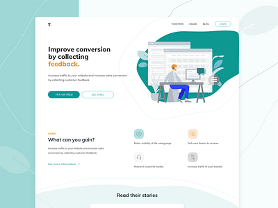 Landing Page Redesign Concept adobexd design icons illustration illustrator landingpage minimalistic ui ux uxui vector webdesign