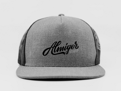 Almigor studio badge brand branding calligraphy designer embossed hipster identity illustration letter logo mark mocup patch type vintage