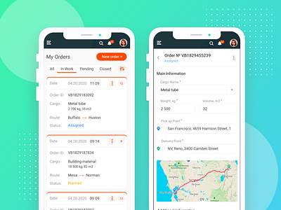 Online Logistics Platform for Carriers and Shippers app design logistic logistics order order details platform tracking app ui ux