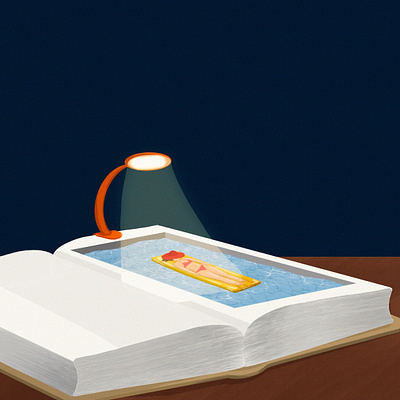 Tanning book digital art digital illustration illustration light pool reading
