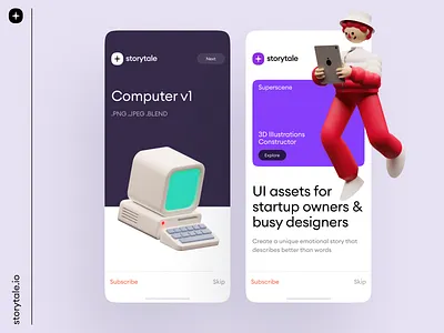 Superscene 3D Constructor 3d app design branding colorful cool design illustration pack storytale ui