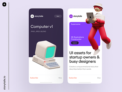 Superscene 3D Constructor 3d app design branding colorful cool design illustration pack storytale ui