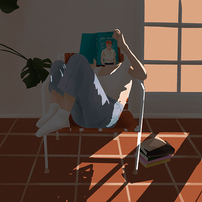 Afternoon reading book digital digital art digital illustration illustration illustration art light plant reading