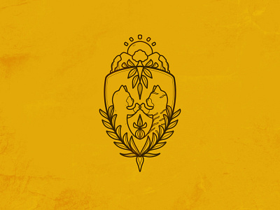 Family Crest cats crest design dribbbleweeklywarmup family crest illustration linework minimal monoline nature ornamental procreate symmetry