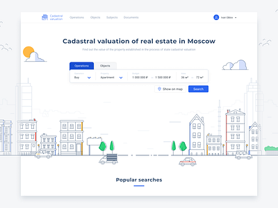 Cadastral Valuation - main page design flat illustration logo mainpage minimal search ui ux web website