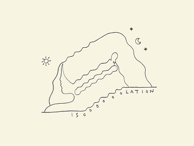 I S O L A T I O N hand drawn illustration illustrator isolation lettering moon quarantine quarantineart sun woman