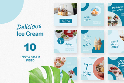 Alice - Ice Cream Post Instgram Template agency artist blue branding business creative custom project design icecream instagram post portfolio