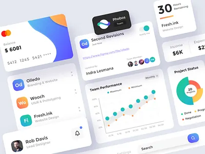 Phobos Dashboard Animation 2d animation after effect agency animation card chart company dashboard design design ageny design team gradient minimalist overview performance simple team ui ux website