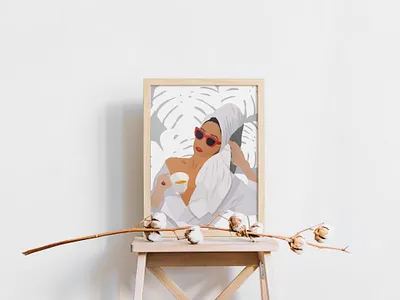 Girl in a Bath Robe, sipping tea - Relax Editorial Illustration abstract clean design editing editorial design editorial illustration fashion design fashion illustration flat flat design graphic graphic design graphicdesign illustration illustration art illustrator minimal portrait art portrait illustration relaxation