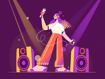Party at Home 2d character characterdesign colors design girl hair headphone illustration illustration art isolation music party podcast