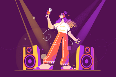 Party at Home 2d character characterdesign colors design girl hair headphone illustration illustration art isolation music party podcast