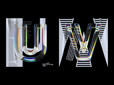 Alphabet Dispersion – U,V 36 days of type 3d type alphabet c4d cinema 4d dispersion glass letters typography