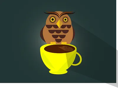 owl Coffee breakfast design drawing illustration karthick studios karthickyuvan vector