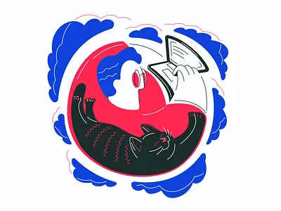 Man and cat at the window art cartoon design flat illustration illustrator vector