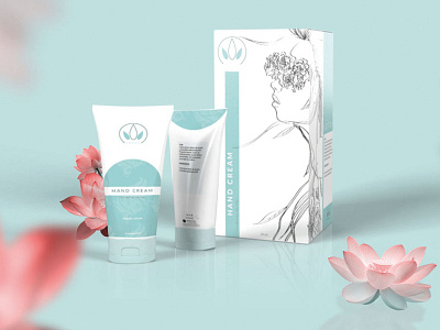 Packaging hand cream branding design girl illustations illustration logo lotus logo pack package design packaging packaging design packaging mockup typography