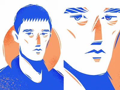 Portrait adobe illustrator artwork blue face illustration orange portrait vector vector illustration