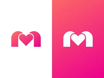M heart - Logo design heart heart logo heartlogo icon letterm logo logo design logodesign logomark logotype mark minimal monogram