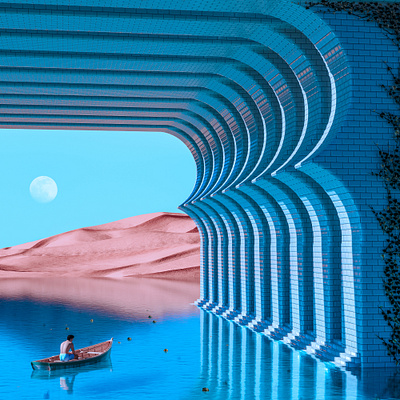 R - 36 Days of Type 7 36daysoftype 3d abstract blue boat cinema 4d colourful lake lonely mediterranean render rowingboat sea summer tiles victorian vintage water