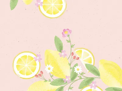 L E M O N S 🍋🌸 citrus flowers fruit illustration illustrator lemons print retro texture