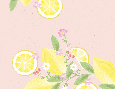 L E M O N S 🍋🌸 citrus flowers fruit illustration illustrator lemons print retro texture