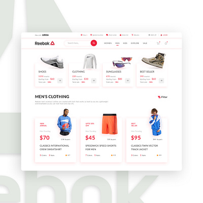 Reebok UI redesign concept adobe photoshop adobexd branding clean ui design inspiration designers designs logodesigns product design reebok shoes trending uidesigns uiux ux research uxdesigns web designers web designs web developer