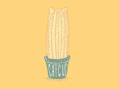 CatCus cactus illustration cactus pun cat illustration cat lady cat pun creative illustration digital illustration flat illustration funny illustration illustration art illustrator limited color palette line art minimal color scheme plant lady retro colors sandy colors visual pun