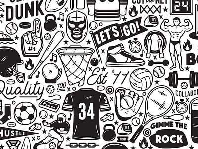 Rock Em Socks - Sports Pattern basketball cohen gum football golf hockey icons pattern repeating pattern soccer sport sports sports icons sports pattern tennis vector design vector icons vector illustration