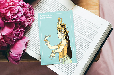 Cambodia Royal Ballet Postcard cambodia illustration layoutdesign postcard postcard design