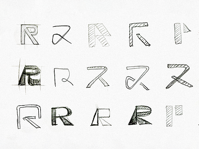 R Symbol Sketches cinema theatre interesting contemporary custom wordmark logotype idea iconic logo logo mark symbol mark monogram creative negative space paper r logomark sketched grey