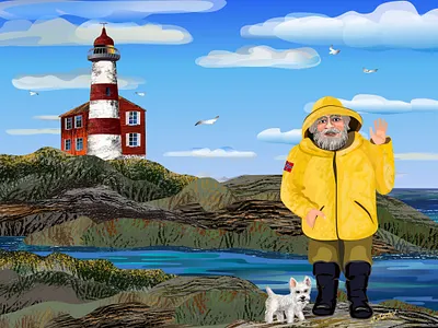 The lighthouse keeper 🇳🇴 digital art digital artwork digital painting dog flat illustration illustration illustration art illustrator landscape illustration lighthouse magazine illustration nordic norway poster sea stay home dreams vector art vector illustration vectorart weeklywarmup