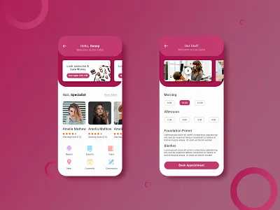 Salon Appointment Mobile UI Design beuty branding design illustration photoshop salon typography