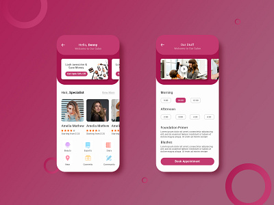 Salon Appointment Mobile UI Design beuty branding design illustration photoshop salon typography