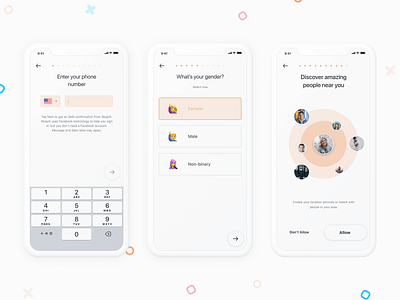 Skippit App - Onboarding app clean date dating design gender ios mobile onboarding skippit ui ux