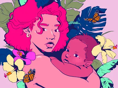 Mama's Boy branding butterflies character character design concept art concept design design digitalart flowers graphic illustration love motherhood nature photoshop photoshop art pink quarantine simple ui