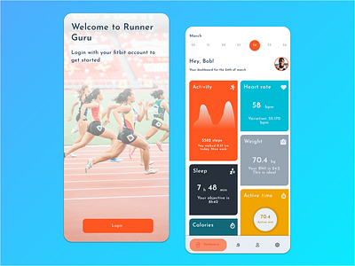 Runner Guru app fitbit running app ui uiux web